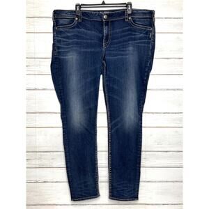 Silver Jeans Co Suki Mid Super Skinny Jeans Dark Wash Plus Size 22/31 Stretch